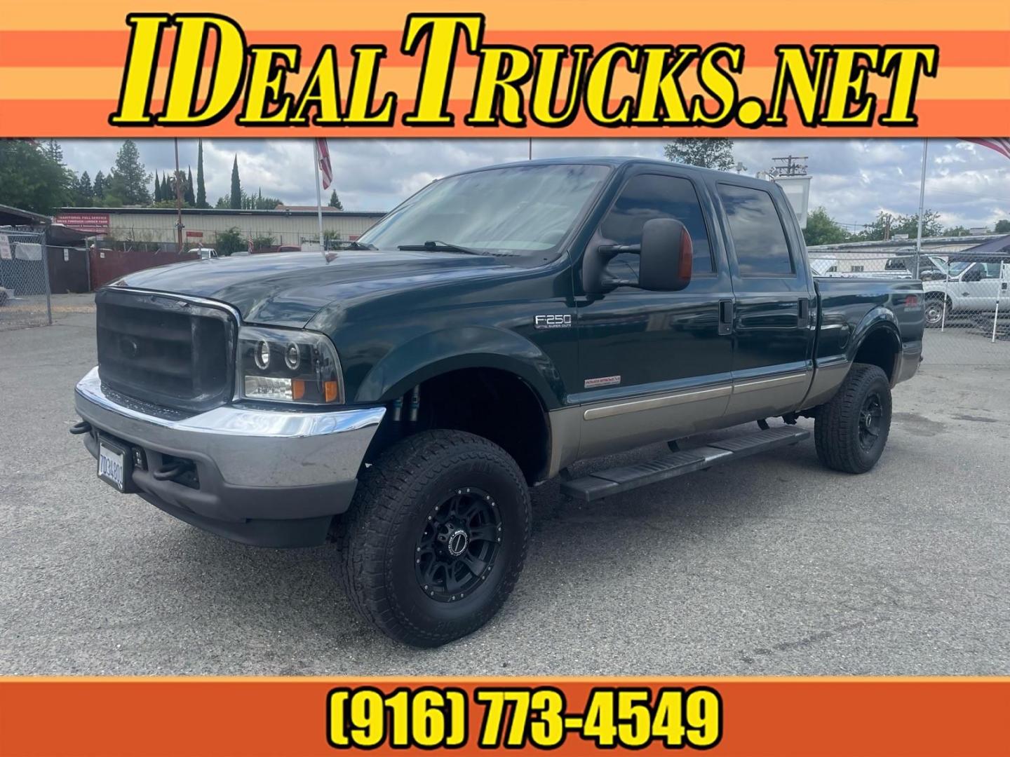 2003 Dark Highland Green Metallic/Arizona Beige Metalli Ford F-250 Super Duty Lariat (1FTNW21P03E) with an Power Stroke 6.0L Diesel Turbo V8 325hp 560ft. lbs. Other engine, 5-Speed Automatic transmission, located at 800 Riverside Ave, Roseville, CA, 95678, (916) 773-4549, 38.732265, -121.291039 - DIESEL CREW CAB 4X4 FX4 LARIAT LIFTED CLEAN CARFAX- Photo#0