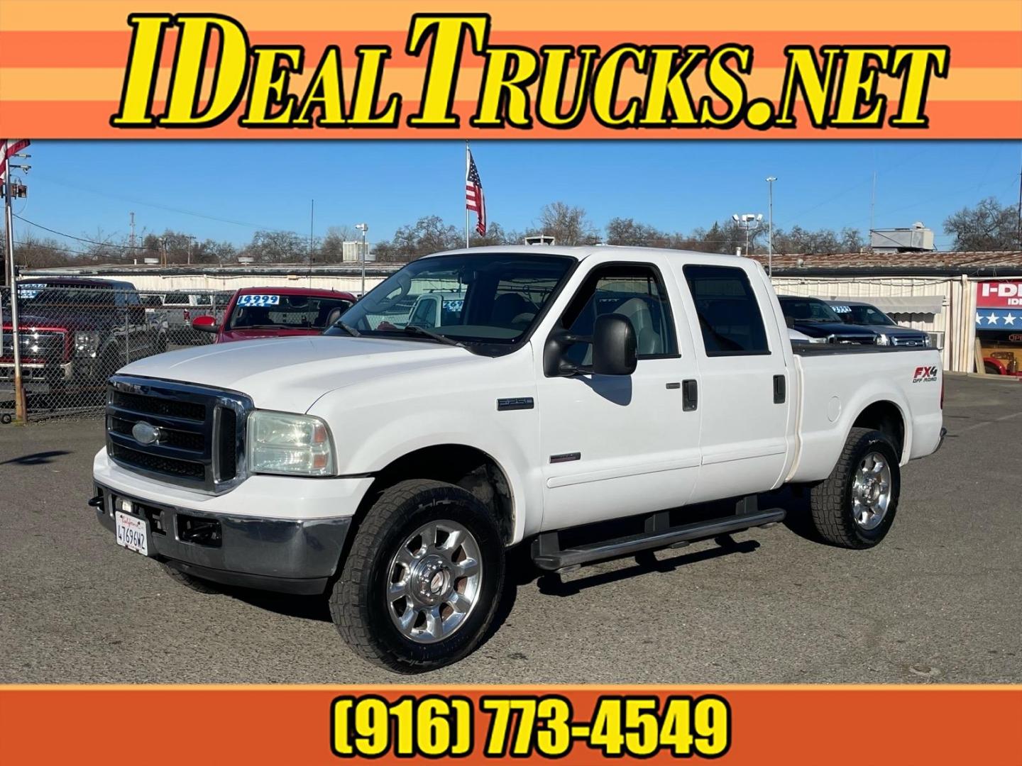 2007 Oxford White Clearcoat Ford F-250 Super Duty Lariat (1FTSW21P17E) with an 6.0L 6.0L Turbo Diesel V8 OHV 32V Direct Injection engine, 5-Speed Automatic transmission, located at 800 Riverside Ave, Roseville, CA, 95678, (916) 773-4549, 38.732265, -121.291039 - DIESEL CREW CAB 4X4 FX4 LARIAT LOW MILES - Photo#0