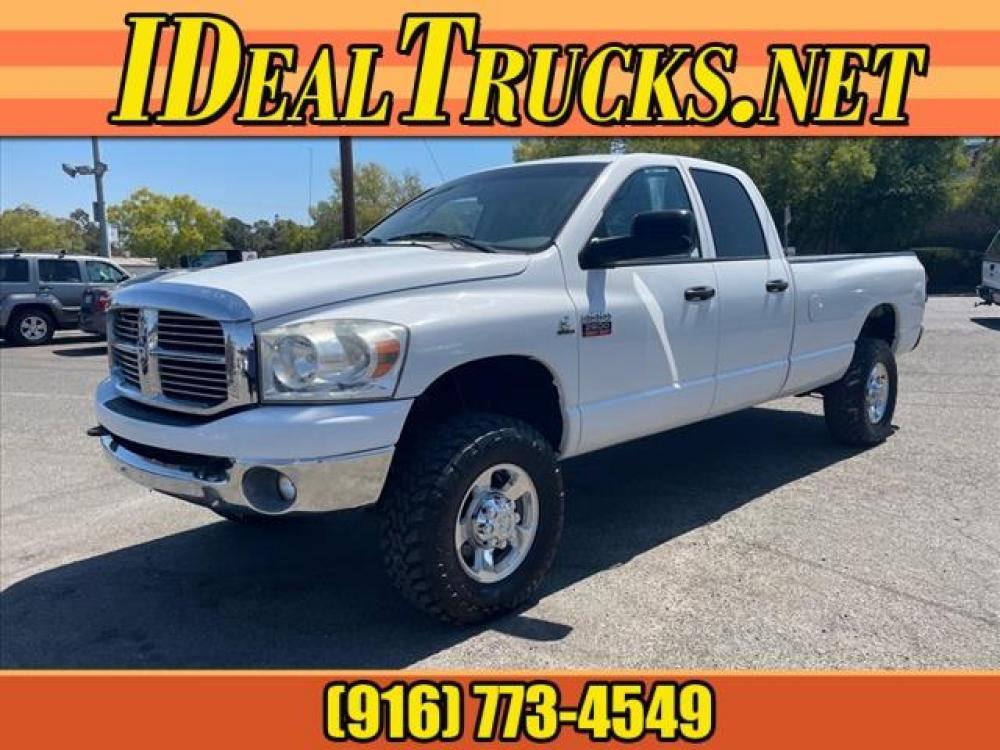 2008 Bright White Clear Coat Dodge Ram 2500 SLT (3D7KS28A48G) with an 6.7 Cummins 6.7L Diesel Turbo Direct Injection engine, 6-Speed Manual transmission, located at 800 Riverside Ave, Roseville, CA, 95678, (916) 773-4549, 38.732265, -121.291039 - CUMMINS DIESEL QUAD CAB 4X4 SLT 6 SPEED MANUAL TRANSMISSION - Photo #0