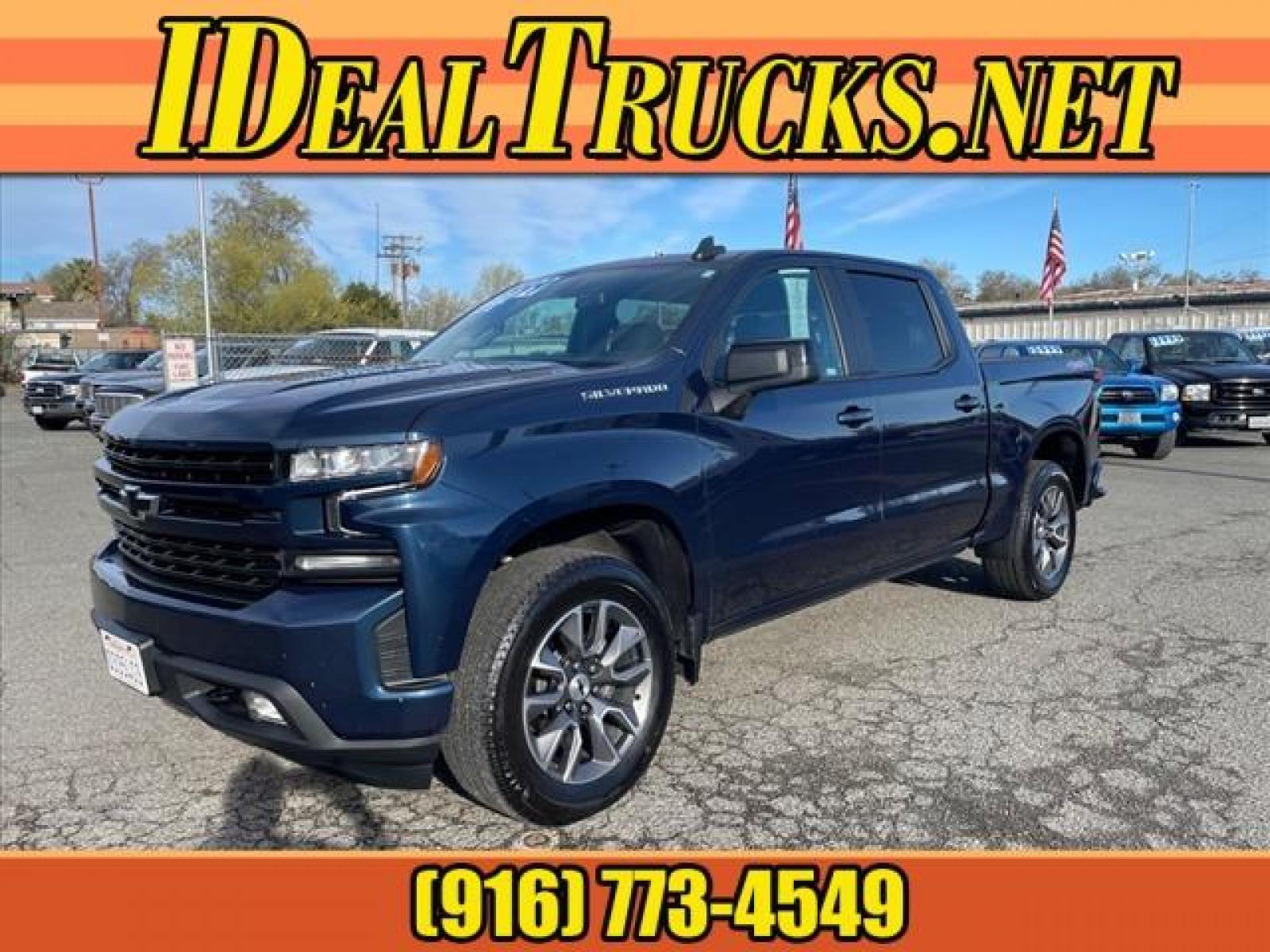 2021 Northsky Blue Metallic Chevrolet Silverado 1500 RST (3GCUYEET6MG) with an 3.0L Duramax 3.0L Diesel Turbo Common Rail Direct Injection engine, 8-Speed Shiftable Automatic transmission, located at 800 Riverside Ave, Roseville, CA, 95678, (916) 773-4549, 38.732265, -121.291039 - DURAMAX DIESEL CREW CAB 4X4 RST 32K MILES ONE OWNER - Photo #0