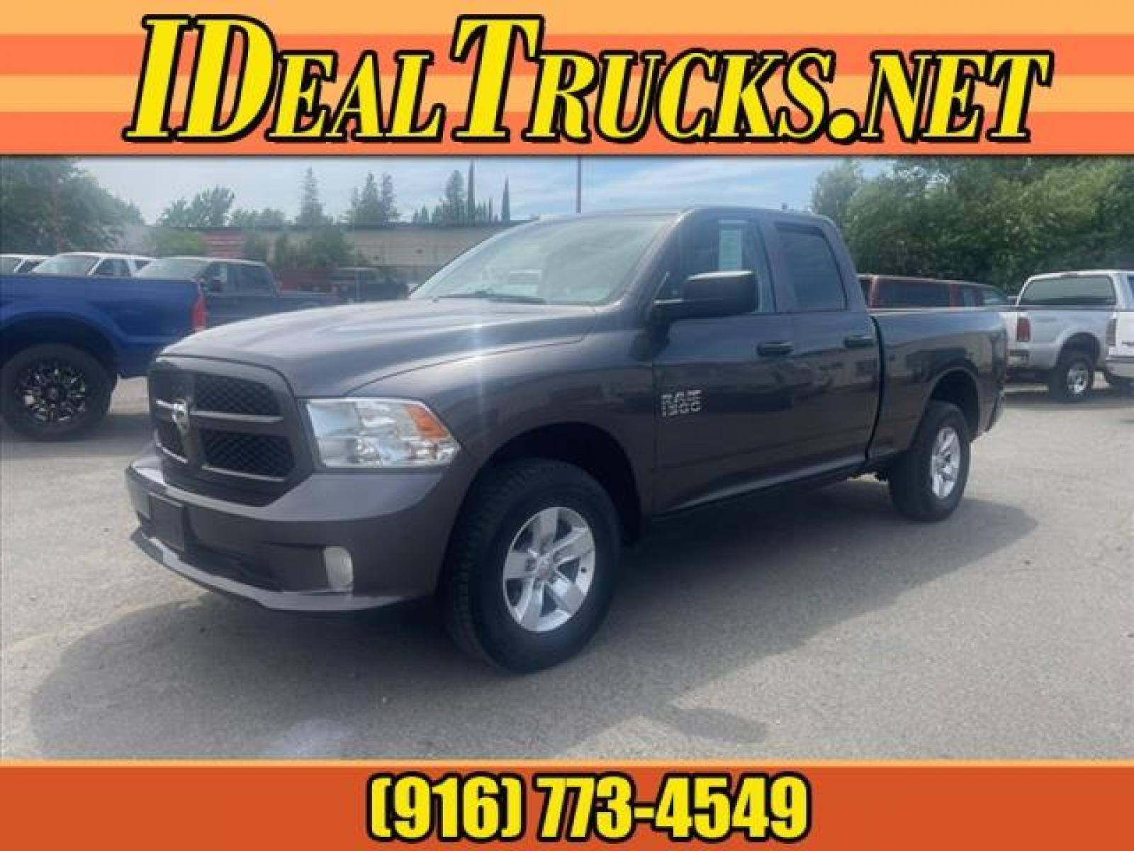 2018 Granite Crystal Metallic Clear Coat RAM 1500 Express (1C6RR7FG3JS) with an 3.6L 3.6L Flex Fuel V6 305hp 2 Sequential Multiport Fuel Injection engine, 8-Speed Shiftable Automatic transmission, located at 800 Riverside Ave, Roseville, CA, 95678, (916) 773-4549, 38.732265, -121.291039 - 4X4 QUAD CAB EXPRESS ONE OWNER - Photo #0