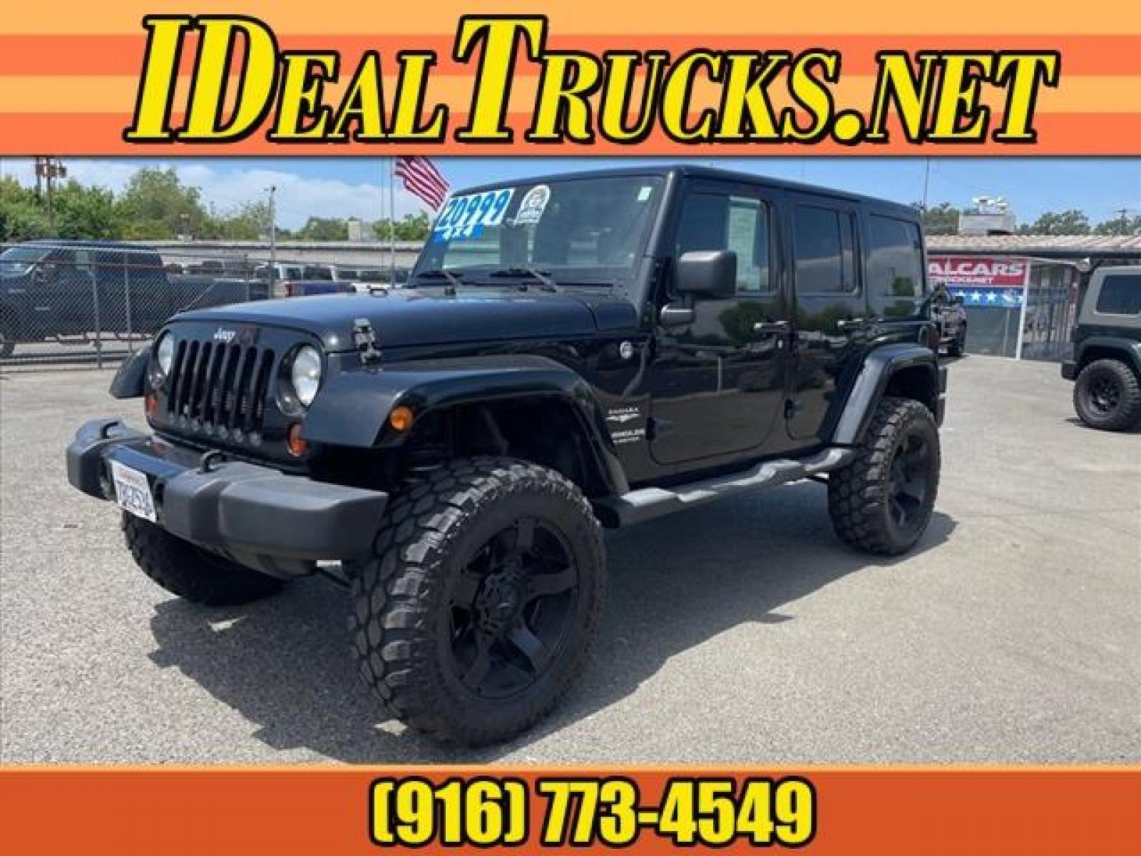2013 Black Clear Coat Jeep Wrangler Unlimited Sahara (1C4BJWEG2DL) with an 3.6L 3.6L V6 285hp 260ft. lbs. Sequential Multiport Fuel Injection engine, 5-Speed Automatic transmission, located at 800 Riverside Ave, Roseville, CA, 95678, (916) 773-4549, 38.732265, -121.291039 - 4X4 UNLIMITED SAHARA HARDTOP CUSTOM WHEELS ONE OWNER - Photo #0