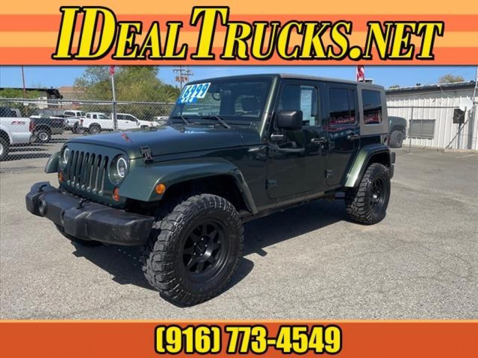 2010 Natural Green Pearl Coat Jeep Wrangler Unlimited Sahara (1J4BA5H15AL) with an 3.8L 3.8L V6 205hp 240ft. lbs. Sequential Multiport Fuel Injection engine, 4-Speed Automatic transmission, located at 800 Riverside Ave, Roseville, CA, 95678, (916) 773-4549, 38.732265, -121.291039 - Photo #0