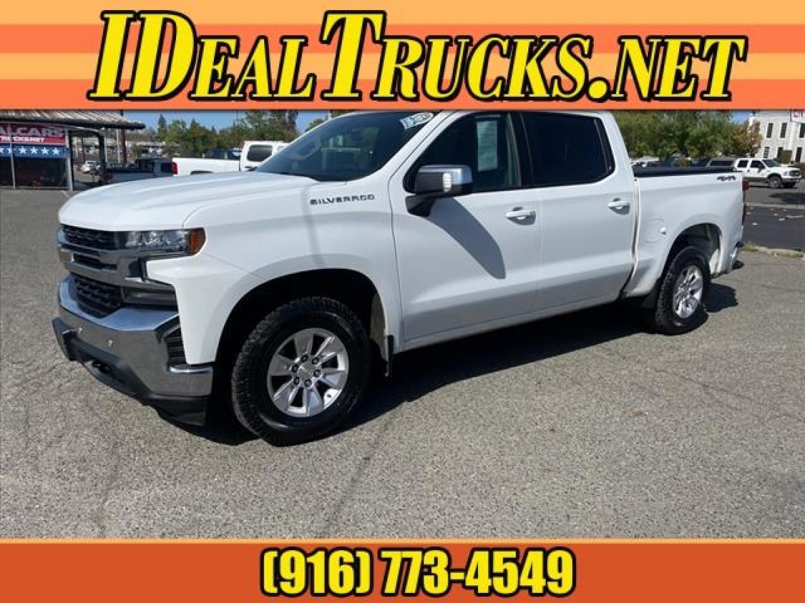 2019 Summit White Chevrolet Silverado 1500 LT (1GCUYDED8KZ) with an 5.3L EcoTec3 5.3L V8 355hp 383 Direct Injection engine, 8-Speed Shiftable Automatic transmission, located at 800 Riverside Ave, Roseville, CA, 95678, (916) 773-4549, 38.732265, -121.291039 - 4X4 CREW CAB LT ONE OWNER SERVICE RECORDS ON CLEAN CARFAX - Photo #0