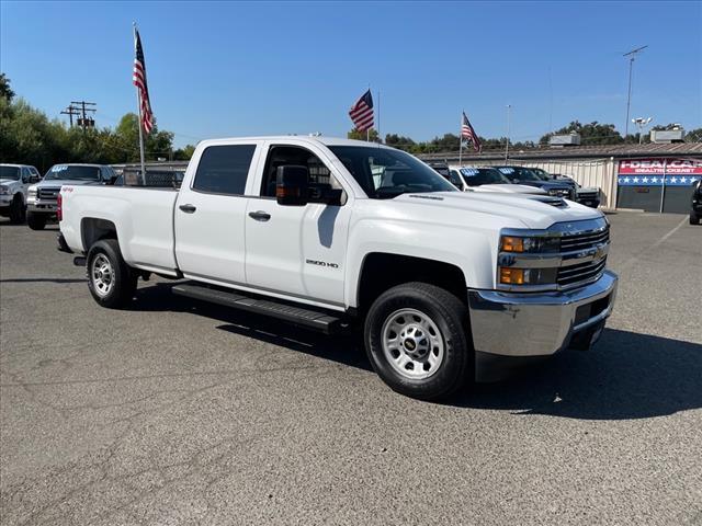 2018 Summit White Chevrolet Silverado 2500HD Work Truck (1GC1KUEY3JF) with an 6.6L Duramax 6.6L Biodiesel Turbo V8 445hp 910ft. lbs. Common Rail Direct Injection engine, 6-Speed Shiftable Automatic transmission, located at 800 Riverside Ave, Roseville, CA, 95678, 916-773-4549 & Toll Free: 866-719-4393, 38.732265, -121.291039 - DURAMAX DIESEL CREW CAB 4X4 ONE OWNER CLEAN CARFAX - Photo #1