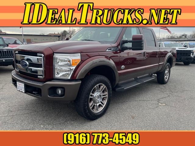 2015 Bronze Fire/Caribou Metallic Ford F-250 Super Duty King Ranch (1FT7W2BT2FE) with an 6.7L Power Stroke 6.7L Biodiesel Turbo V8 440hp 860ft. lbs. Common Rail Direct Injection engine, 6-Speed Shiftable Automatic transmission, located at 800 Riverside Ave, Roseville, CA, 95678, 916-773-4549 & Toll Free: 866-719-4393, 38.732265, -121.291039 - DIESEL CREW CAB 4X4 FX4 KING RANCH LOW MILES MOON ROOF - Photo #0