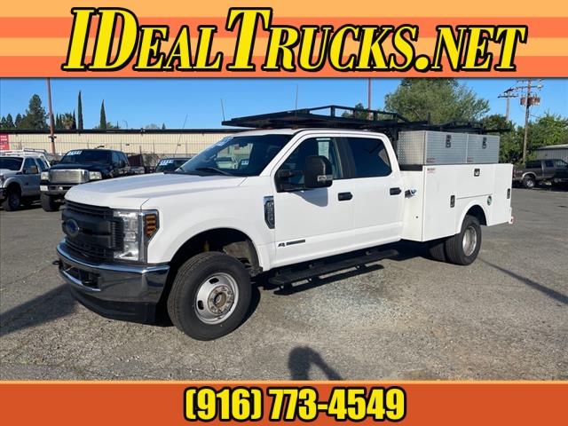 2019 White Ford F-350 Super Duty XL (1FD8W3HT2KE) with an 6.7L Power Stroke 6.7L Biodiesel Turbo V8 330hp 750ft. lbs. Common Rail Direct Injection engine, 6-Speed Shiftable Automatic transmission, located at 800 Riverside Ave, Roseville, CA, 95678, 916-773-4549 & Toll Free: 866-719-4393, 38.732265, -121.291039 - DIESEL CREW CAB DUALLY 4X4 UTILITY BED SERVICE RECORDS ON CLEAN CARFAX - Photo #0