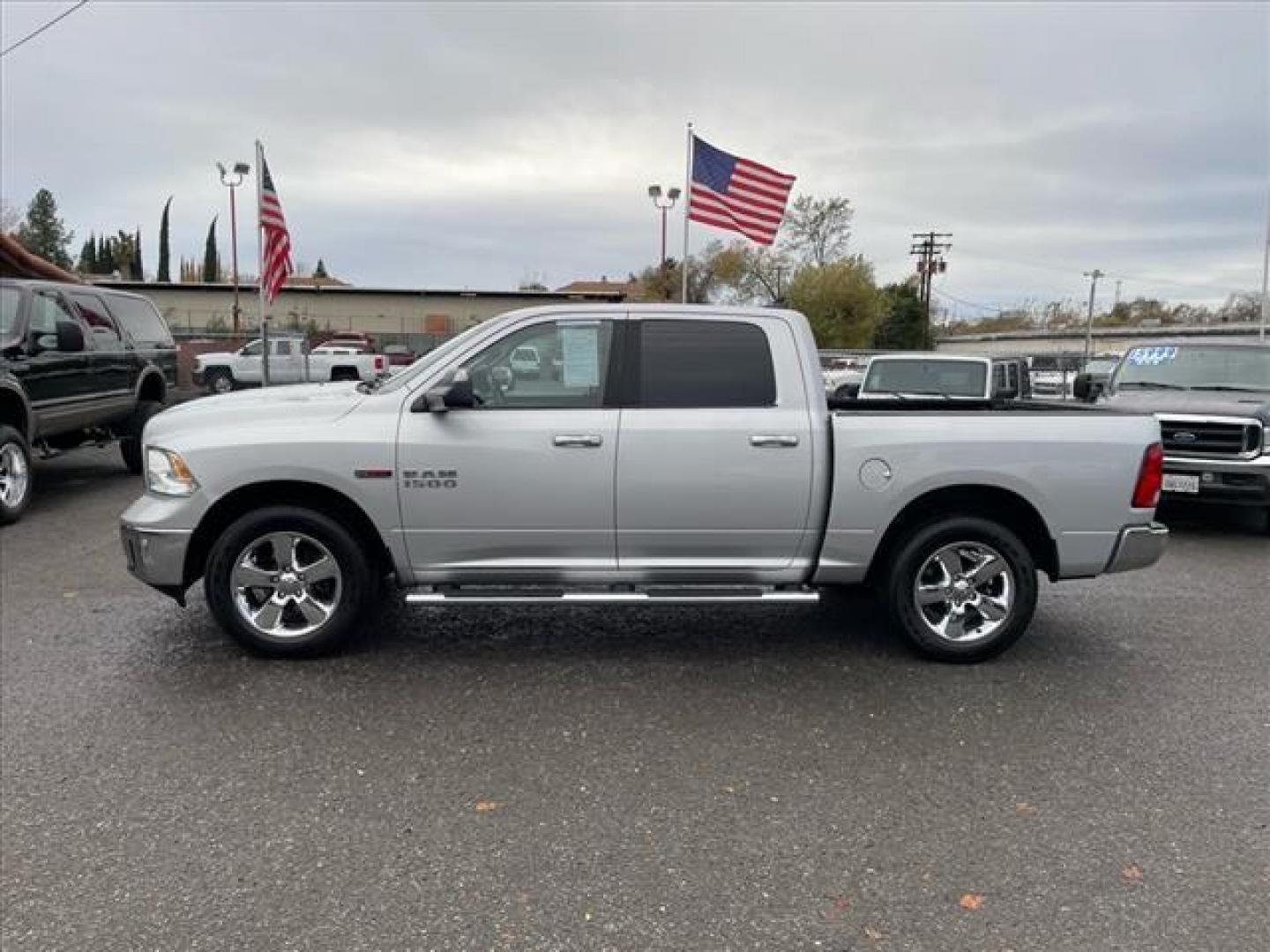 2016 Bright Silver Metallic Clear Coat RAM 1500 Big Horn (1C6RR7LM1GS) with an 3.0L EcoDiesel 3.0L Biodiesel Turbo V6 240hp 420ft. lbs. Common Rail Direct Injection engine, 8-Speed Shiftable Automatic transmission, located at 800 Riverside Ave, Roseville, CA, 95678, (916) 773-4549, 38.732265, -121.291039 - ECODIESEL CREW CAB 4X4 SLT BIG HORN CLEAN CARFAX - Photo#1