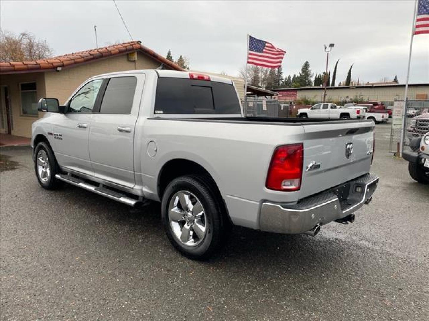 2016 Bright Silver Metallic Clear Coat RAM 1500 Big Horn (1C6RR7LM1GS) with an 3.0L EcoDiesel 3.0L Biodiesel Turbo V6 240hp 420ft. lbs. Common Rail Direct Injection engine, 8-Speed Shiftable Automatic transmission, located at 800 Riverside Ave, Roseville, CA, 95678, (916) 773-4549, 38.732265, -121.291039 - ECODIESEL CREW CAB 4X4 SLT BIG HORN CLEAN CARFAX - Photo#2