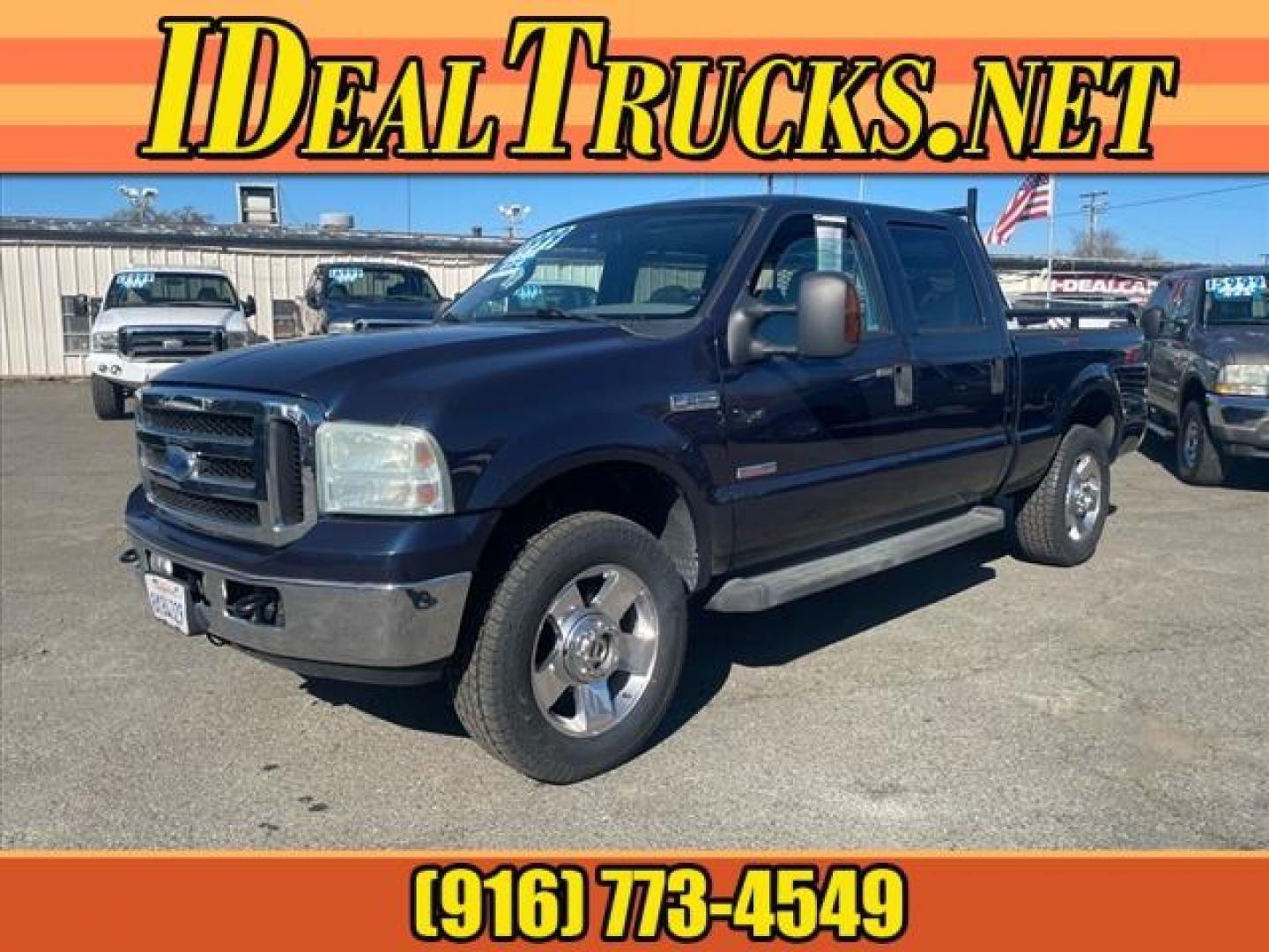 2007 True Blue Clearcoat Metallic Ford F-250 Super Duty Lariat (1FTSW21P37E) with an 6.0L 6.0L Turbo Diesel V8 OHV 32V Direct Injection engine, 5-Speed Automatic transmission, located at 800 Riverside Ave, Roseville, CA, 95678, (916) 773-4549, 38.732265, -121.291039 - DIESEL CREW CAB 4X4 FX4 LARIAT LOW MILES MOON ROOF ONE OWNER CLEAN CARFAX - Photo#0