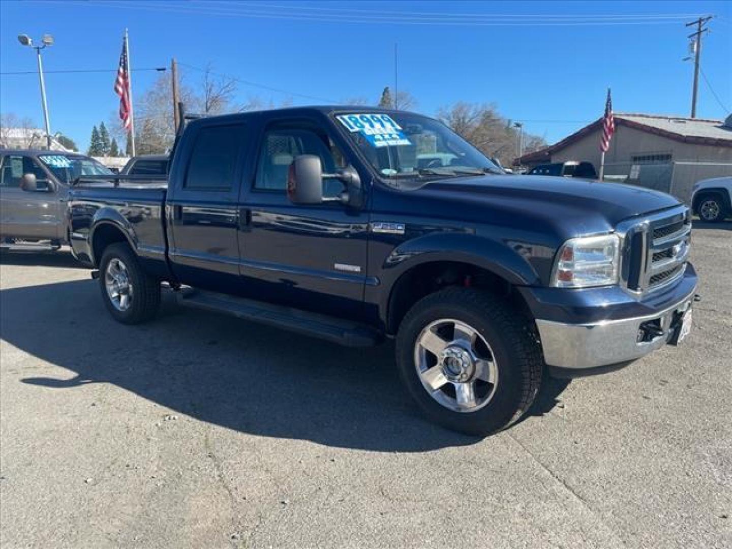 2007 True Blue Clearcoat Metallic Ford F-250 Super Duty Lariat (1FTSW21P37E) with an 6.0L 6.0L Turbo Diesel V8 OHV 32V Direct Injection engine, 5-Speed Automatic transmission, located at 800 Riverside Ave, Roseville, CA, 95678, (916) 773-4549, 38.732265, -121.291039 - DIESEL CREW CAB 4X4 FX4 LARIAT LOW MILES MOON ROOF ONE OWNER CLEAN CARFAX - Photo#1