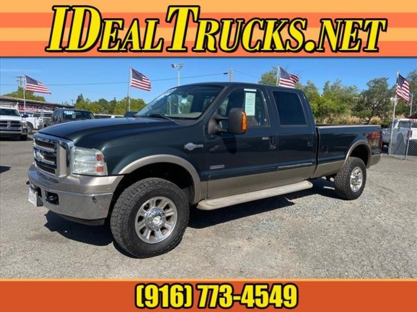 2006 Dark Green Satin Clearcoat Metallic Ford F-350 Super Duty King Ranch (1FTWW31P56E) with an 0.0 8 Cylinder Direct Injection engine, 5-Speed Automatic transmission, located at 800 Riverside Ave, Roseville, CA, 95678, (916) 773-4549, 38.732265, -121.291039 - DIESEL CREW CAB 4X4 FX4 KING RANCH LOW MILES - Photo#0