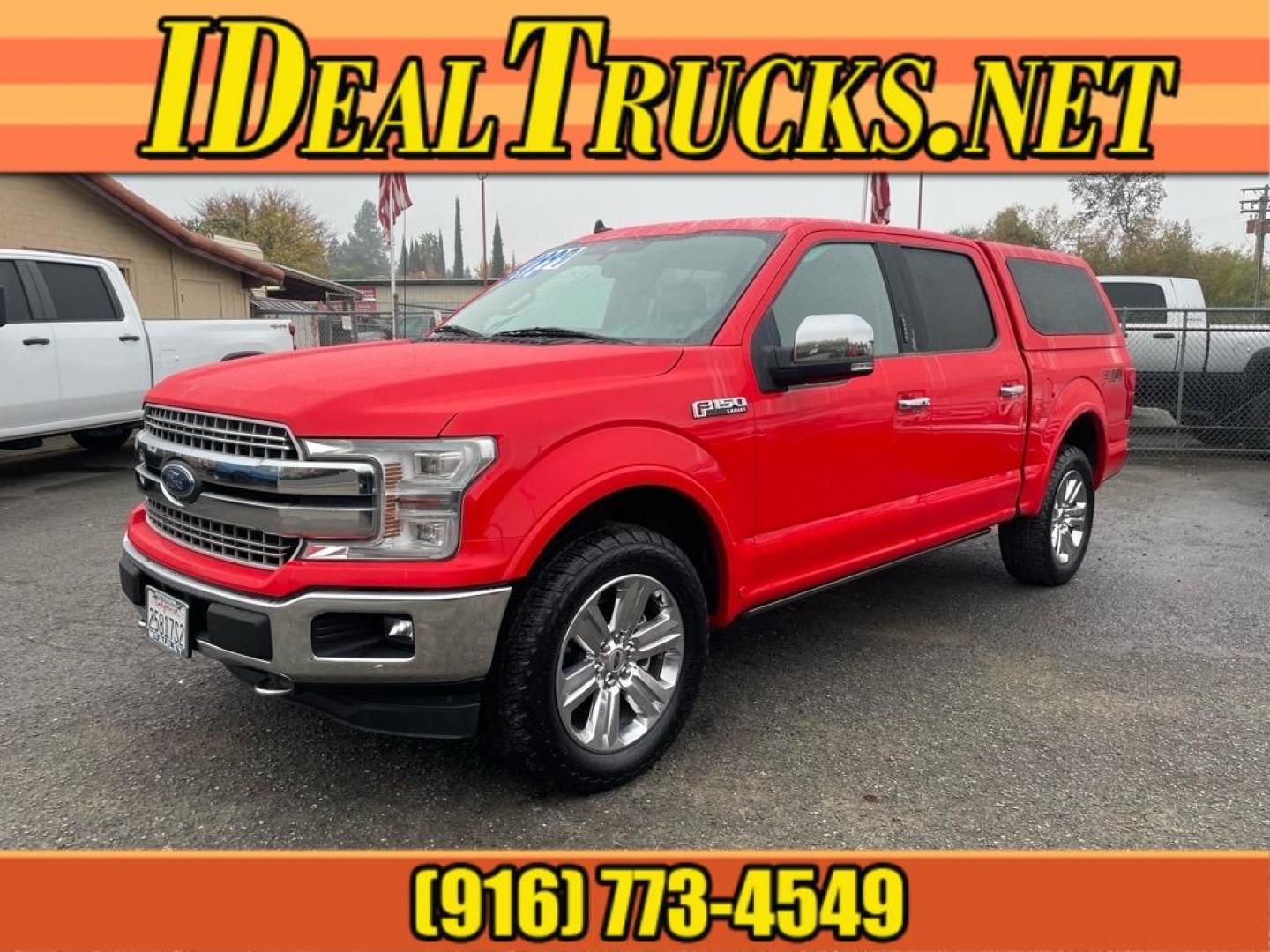 2019 Magma Red Ford F-150 Lariat (1FTEW1E44KF) with an 0.0 EcoBoost 3.5L Twin Turbo V6 375hp 470ft. lbs. Direct Injection engine, 10-Speed Shiftable Automatic transmission, located at 800 Riverside Ave, Roseville, CA, 95678, (916) 773-4549, 38.732265, -121.291039 - 4X4 SUPERCREW LARIAT SERVICE RECORDS ON CLEAN CARFAX - Photo#0