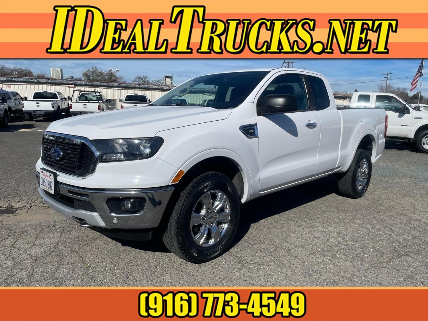 2019 Oxford White Ford Ranger XLT (1FTER1EH5KL) with an 2.3L EcoBoost 2.3L Turbo I4 270hp 310ft. lbs. Direct Injection engine, 10-Speed Shiftable Automatic transmission, located at 800 Riverside Ave, Roseville, CA, 95678, (916) 773-4549, 38.732265, -121.291039 - SUPER CAB ECOBOOST SERVICE RECORDS ON CLEAN CARFAX- Photo#0