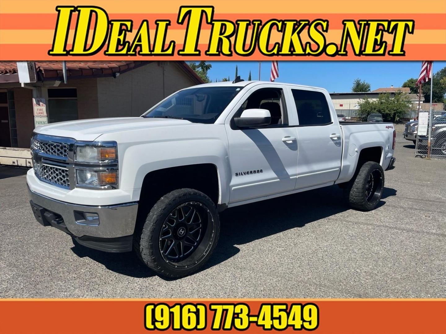 2015 Summit White Chevrolet Silverado 1500 LT (3GCUKREC8FG) with an 5.3L EcoTec3 5.3L V8 355hp 383ft. lbs. Direct Injection engine, 6-Speed Shiftable Automatic w/Overdrive transmission, located at 800 Riverside Ave, Roseville, CA, 95678, (916) 773-4549, 38.732265, -121.291039 - 4X4 CREW CAB LT SERVICE RECORDS ON CLEAN CARFAX- Photo#0