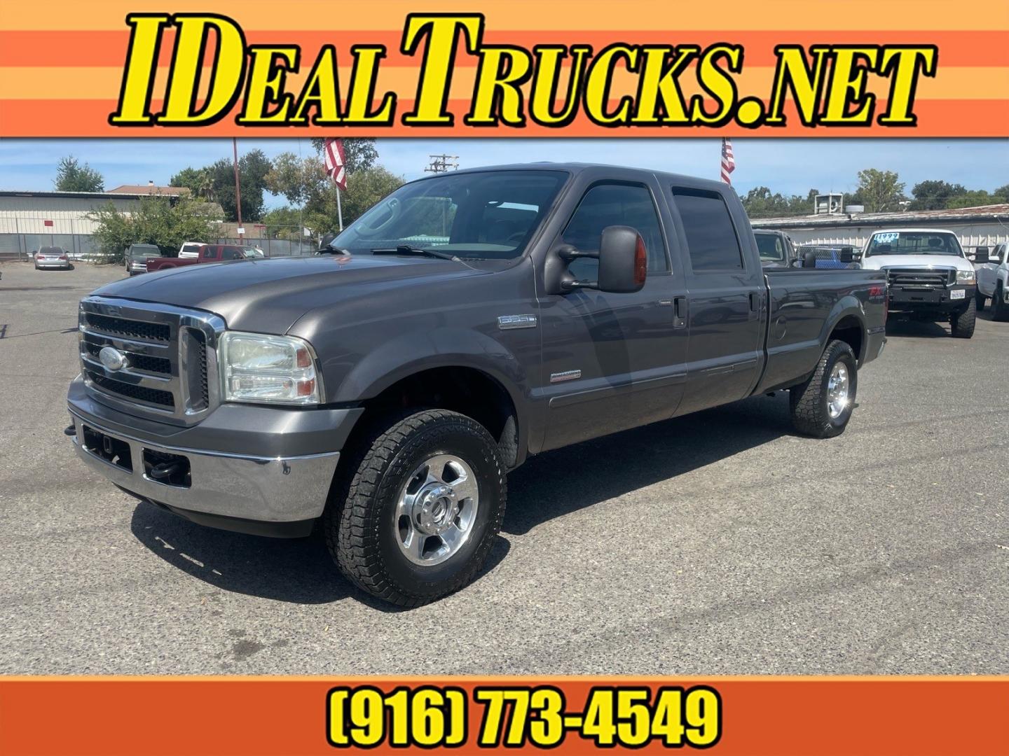 2005 Dark Shadow Grey Clearcoat Metallic Ford F-250 Super Duty Lariat (1FTSW21P45E) with an 6.0L Power Stroke 6.0L Diesel Turbo V8 325hp 560ft. lbs. Direct Injection engine, 5-Speed Automatic transmission, located at 800 Riverside Ave, Roseville, CA, 95678, (916) 773-4549, 38.732265, -121.291039 - DIESEL CREW CAB 4X4 FX4 LARIAT HEADSTUDS SERVICE RECORDS- Photo#0