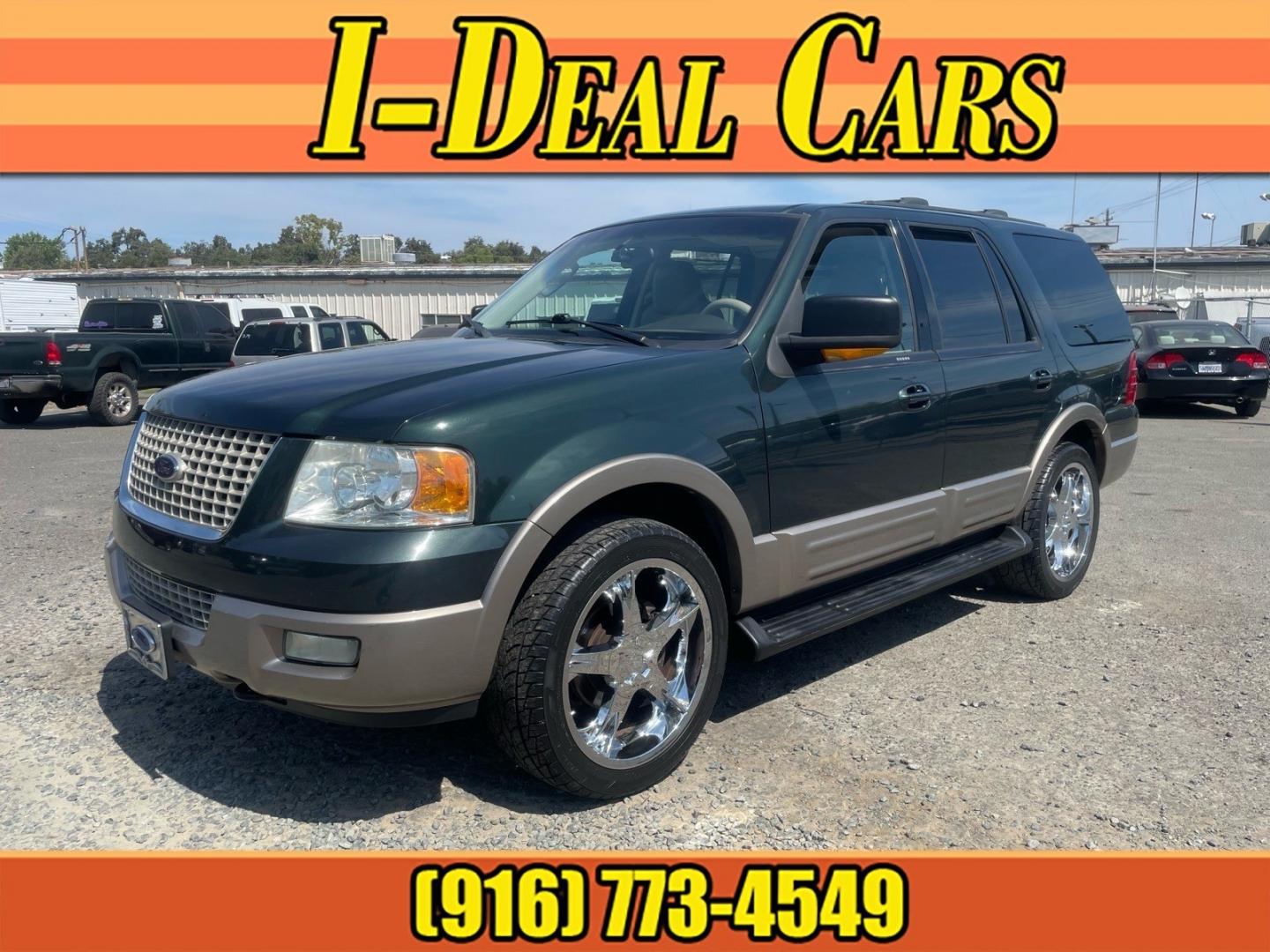 2003 Aspen Green Clearcoat Metallic Ford Expedition Eddie Bauer (1FMFU18L73L) with an Triton 5.4L V8 260hp 350ft. lbs. Other engine, Automatic transmission, located at 800 Riverside Ave, Roseville, CA, 95678, (916) 773-4549, 38.732265, -121.291039 - 4X4 EDDIE BAUER LOW MILES ONE OWNER 3RD ROW SEAT MOONROOF DVD CLEAN CARFAX- Photo#0